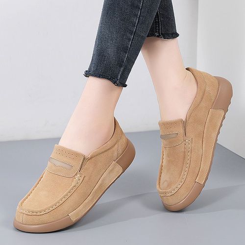 Chaussures Mocassins Plateforme En Daim Pour Femmesbaskets Plates Enfilerchaussures Décontractéesmocassins De Tennis Pour Damesprintemps