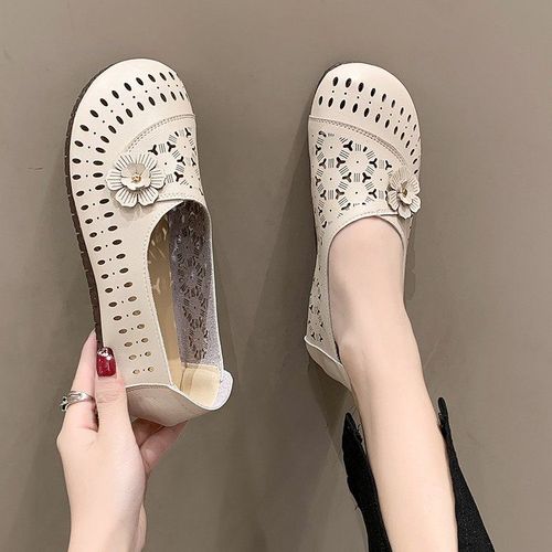 Mocassins En Cuir Pu Pour Femmes,Chaussures Plates Respirantes,Chaussures Décontractées Pour La Colonne Vertébrale,Été,2023 - 37