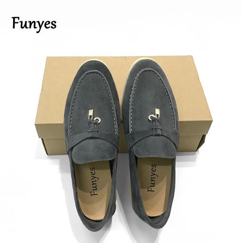 Funyes Chaussures Plates Pour Femme Chaussure Mocassin Femme,Mocassins En Daim À Bout Rond Pour Femmes,En Cuir Véritable De Bonne Qualité,Décontractés,De Luxe,Taille 42