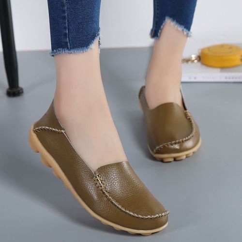 Chaussures Mocassins Plats En Cuir Group Pour Femmechaussures Enfilergrande Taille