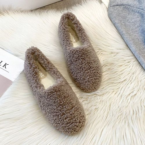 Mocassins En Laine D'encateau En Métal Cristal Pour Femmes,Chaussures D'hiver Chaudes,Bottes De Neige En Fourrure De Coton,Chaussures Bouclées,Grande Taille 43,600