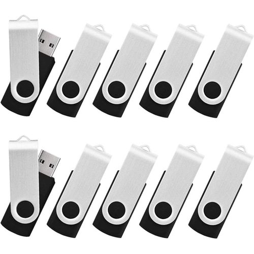 Lot de 10 clés USB clé USB 8 Go clé USB 2.0 clé USB pivotante clés USB clé USB noir