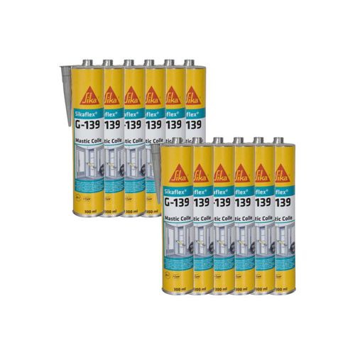 Lot de 12 mastic-colle à prise rapide SIKA Sikaflex G 139 - Gris béton - 300ml