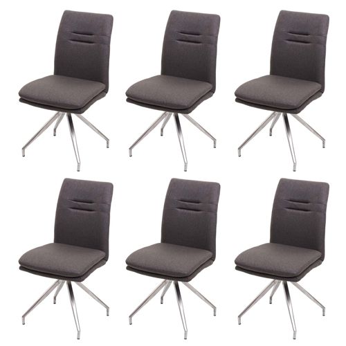 6x Chaises De Salle À Manger Cuisine En Tissu Gris-Marron Et En Acier Inoxydable Design Et Confortable 04_0000667