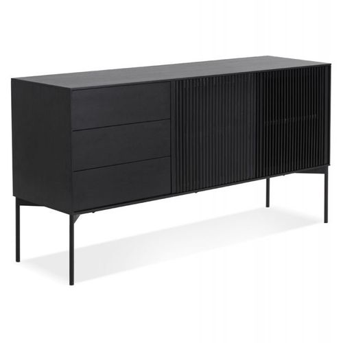 Paris Prix - Buffet 3 Tiroirs & 2 Portes Design "Lasco" 160cm Noir