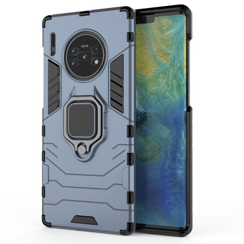 Saturcase Coque Pour Huawei Mate 30 Pro, Bague Béquille Hybride 2 En 1 [Pc & Silicone] Double Couche Pare-Chocs Antichoc Protecteur Housse Étui Coque Pour Huawei Mate 30 Pro (Bleu Marine)