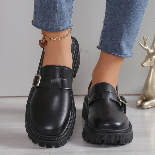 Mocassins En Cuir Verni Pour Femme,Chaussures Gothiques À Plateforme,Décontractées,Antidérapantes,Plates,Taille 42,Printemps 2024