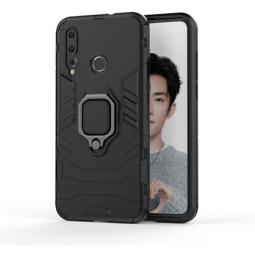 Saturcase Coque Pour Huawei Nova 4, Bague Béquille Hybride 2 En 1 [Pc & Silicone] Double Couche Pare-Chocs Antichoc Protecteur Housse Étui Coque Pour Huawei Nova 4 (Noir)
