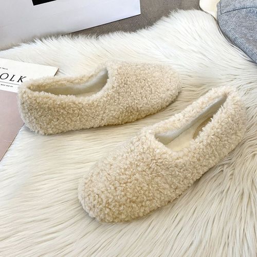 Mocassins En Laine D'encateau En Métal Cristal Pour Femmes,Chaussures D'hiver Chaudes,Bottes De Neige En Fourrure De Coton,Chaussures Bouclées,Grande Taille 43,600