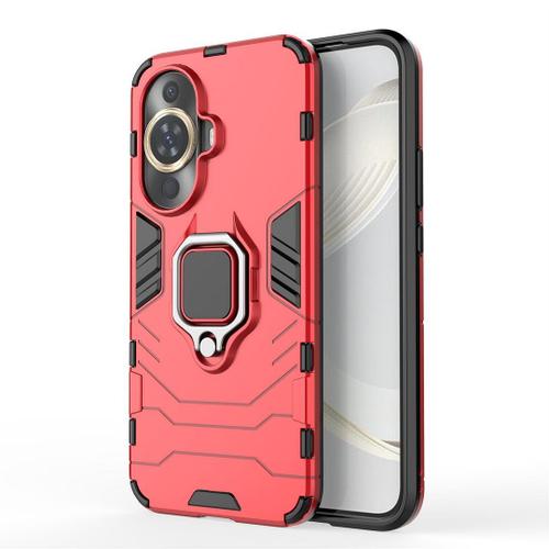 Saturcase Coque Pour Huawei Nova 11, Bague Béquille Hybride 2 En 1 [Pc & Silicone] Double Couche Pare-Chocs Antichoc Protecteur Housse Étui Coque Pour Huawei Nova 11 (Rouge)