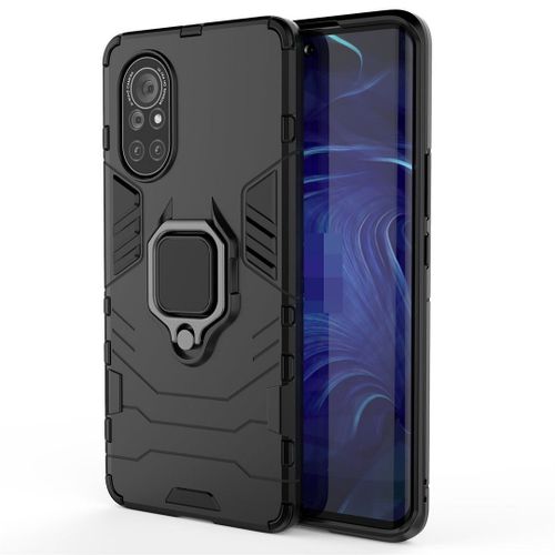 Saturcase Coque Pour Huawei Nova 8, Bague Béquille Hybride 2 En 1 [Pc & Silicone] Double Couche Pare-Chocs Antichoc Protecteur Housse Étui Coque Pour Huawei Nova 8 (Noir)