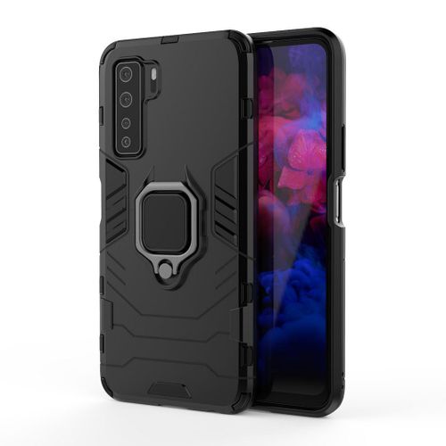 Saturcase Coque Pour Huawei Nova 7 Se, Bague Béquille Hybride 2 En 1 [Pc & Silicone] Double Couche Pare-Chocs Antichoc Protecteur Housse Étui Coque Pour Huawei Nova 7 Se (Noir)