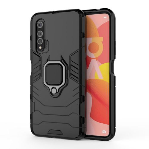 Saturcase Coque Pour Huawei Nova 6 4g, Bague Béquille Hybride 2 En 1 [Pc & Silicone] Double Couche Pare-Chocs Antichoc Protecteur Housse Étui Coque Pour Huawei Nova 6 4g (Noir)