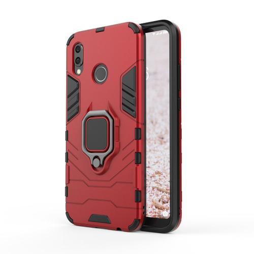 Saturcase Coque Pour Huawei P20 Lite, Bague Béquille Hybride 2 En 1 [Pc & Silicone] Double Couche Pare-Chocs Antichoc Protecteur Housse Étui Coque Pour Huawei P20 Lite (Rouge)