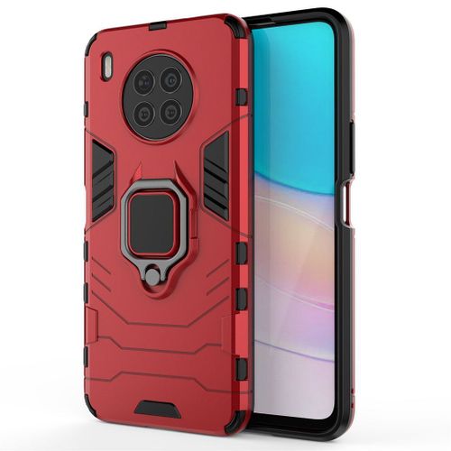 Saturcase Coque Pour Huawei Nova 8i, Bague Béquille Hybride 2 En 1 [Pc & Silicone] Double Couche Pare-Chocs Antichoc Protecteur Housse Étui Coque Pour Huawei Nova 8i (Rouge)