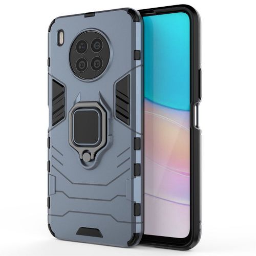 Saturcase Coque Pour Huawei Nova 8i, Bague Béquille Hybride 2 En 1 [Pc & Silicone] Double Couche Pare-Chocs Antichoc Protecteur Housse Étui Coque Pour Huawei Nova 8i (Bleu Marine)