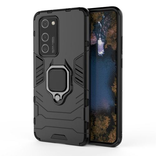 Saturcase Coque Pour Huawei P40 Pro, Bague Béquille Hybride 2 En 1 [Pc & Silicone] Double Couche Pare-Chocs Antichoc Protecteur Housse Étui Coque Pour Huawei P40 Pro (Noir)