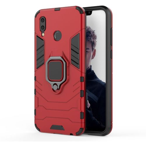 Saturcase Coque Pour Honor Play, Bague Béquille Hybride 2 En 1 [Pc & Silicone] Double Couche Pare-Chocs Antichoc Protecteur Housse Étui Coque Pour Honor Play (Rouge)