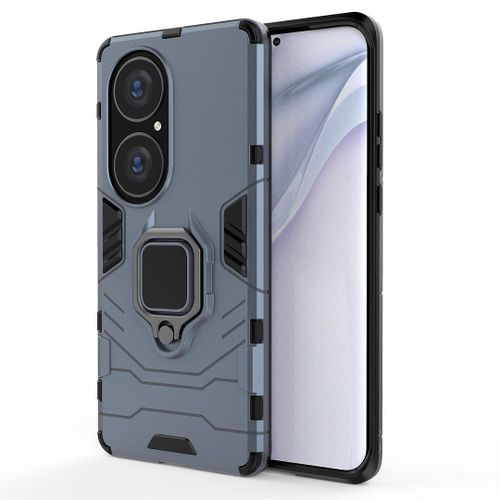 Saturcase Coque Pour Huawei P50 Pro, Bague Béquille Hybride 2 En 1 [Pc & Silicone] Double Couche Pare-Chocs Antichoc Protecteur Housse Étui Coque Pour Huawei P50 Pro (Bleu Marine)