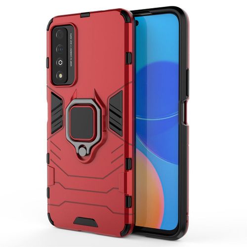 Saturcase Coque Pour Honor Play 5t Pro, Bague Béquille Hybride 2 En 1 [Pc & Silicone] Double Couche Pare-Chocs Antichoc Protecteur Housse Étui Coque Pour Honor Play 5t Pro (Rouge)