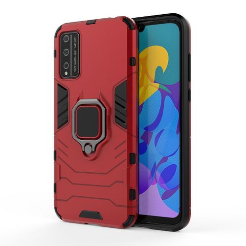 Saturcase Coque Pour Honor Play 4t Pro, Bague Béquille Hybride 2 En 1 [Pc & Silicone] Double Couche Pare-Chocs Antichoc Protecteur Housse Étui Coque Pour Honor Play 4t Pro (Rouge)