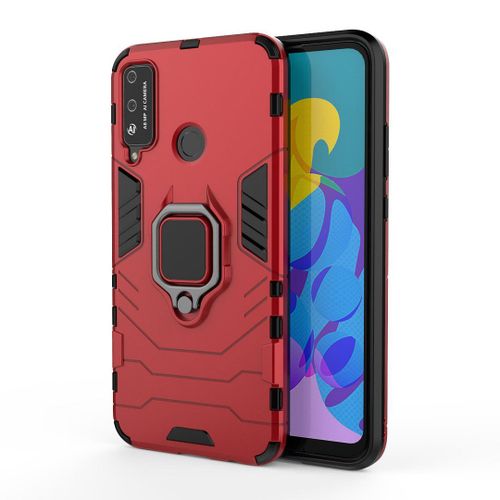 Saturcase Coque Pour Honor Play 4t, Bague Béquille Hybride 2 En 1 [Pc & Silicone] Double Couche Pare-Chocs Antichoc Protecteur Housse Étui Coque Pour Honor Play 4t (Rouge)