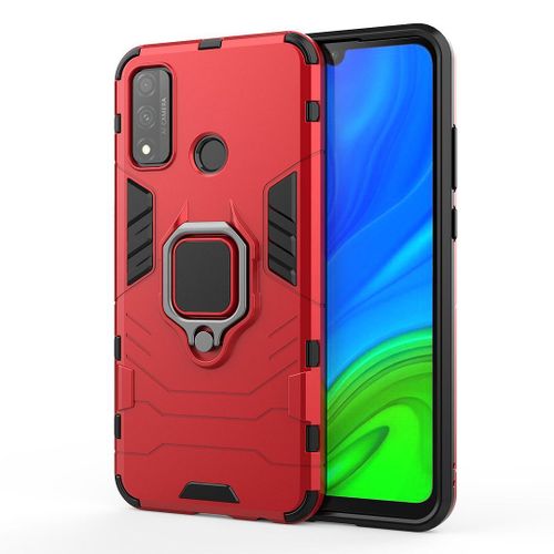 Saturcase Coque Pour Huawei P Smart 2020, Bague Béquille Hybride 2 En 1 [Pc & Silicone] Double Couche Pare-Chocs Antichoc Protecteur Housse Étui Coque Pour Huawei P Smart 2020 (Rouge)