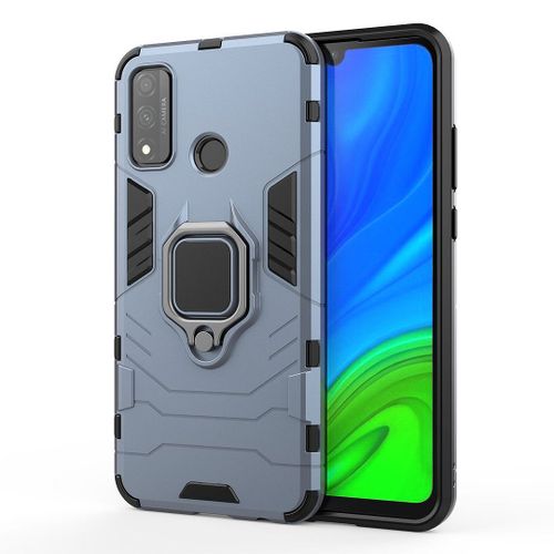 Saturcase Coque Pour Huawei P Smart 2020, Bague Béquille Hybride 2 En 1 [Pc & Silicone] Double Couche Pare-Chocs Antichoc Protecteur Housse Étui Coque Pour Huawei P Smart 2020 (Bleu Marine)