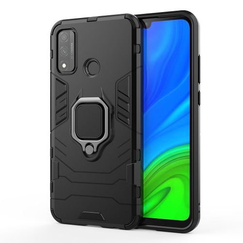 Saturcase Coque Pour Huawei P Smart 2020, Bague Béquille Hybride 2 En 1 [Pc & Silicone] Double Couche Pare-Chocs Antichoc Protecteur Housse Étui Coque Pour Huawei P Smart 2020 (Noir)