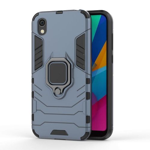 Saturcase Coque Pour Huawei Y5 2019, Bague Béquille Hybride 2 En 1 [Pc & Silicone] Double Couche Pare-Chocs Antichoc Protecteur Housse Étui Coque Pour Huawei Y5 2019 (Bleu Marine)
