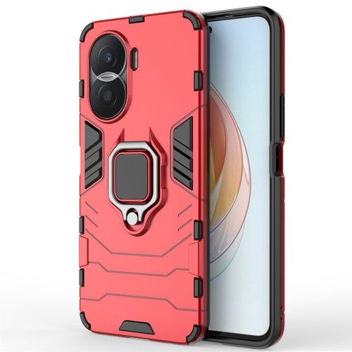 Saturcase Coque Pour Honor Play 7t Pro / X40i, Bague Béquille Hybride 2 En 1 [Pc & Silicone] Double Couche Pare-Chocs Antichoc Protecteur Housse Étui Coque Pour Honor Play 7t Pro / X40i (Rouge)