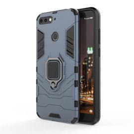 Saturcase Coque Pour Huawei Y6 2018 / Honor 7a, Bague Béquille Hybride 2 En 1 [Pc & Silicone] Double Couche Pare-Chocs Antichoc Protecteur Housse Étui Coque Pour Huawei Y6 2018 / Honor 7a (Bleu Marine)