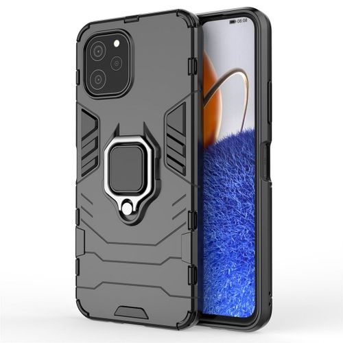 Saturcase Coque Pour Huawei Nova Y61, Bague Béquille Hybride 2 En 1 [Pc & Silicone] Double Couche Pare-Chocs Antichoc Protecteur Housse Étui Coque Pour Huawei Nova Y61 (Noir)