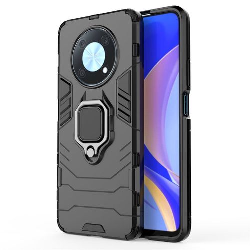 Saturcase Coque Pour Huawei Nova Y90, Bague Béquille Hybride 2 En 1 [Pc & Silicone] Double Couche Pare-Chocs Antichoc Protecteur Housse Étui Coque Pour Huawei Nova Y90 (Noir)