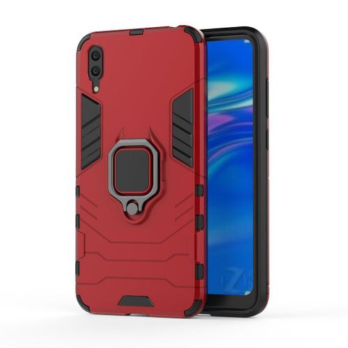 Saturcase Coque Pour Huawei Y7 Pro 2019, Bague Béquille Hybride 2 En 1 [Pc & Silicone] Double Couche Pare-Chocs Antichoc Protecteur Housse Étui Coque Pour Huawei Y7 Pro 2019 (Rouge)