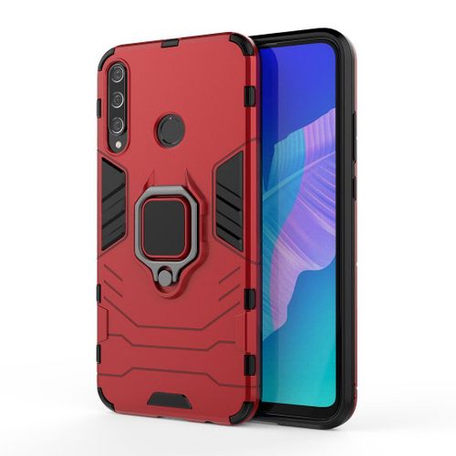 Saturcase Coque Pour Huawei P40 Lite E, Bague Béquille Hybride 2 En 1 [Pc & Silicone] Double Couche Pare-Chocs Antichoc Protecteur Housse Étui Coque Pour Huawei P40 Lite E (Rouge)