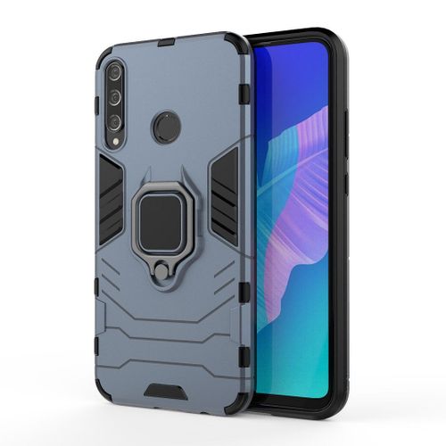 Saturcase Coque Pour Huawei P40 Lite E, Bague Béquille Hybride 2 En 1 [Pc & Silicone] Double Couche Pare-Chocs Antichoc Protecteur Housse Étui Coque Pour Huawei P40 Lite E (Bleu Marine)