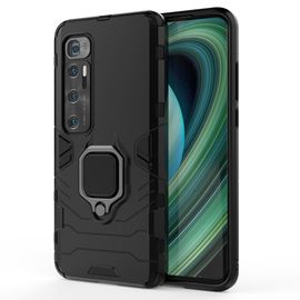 Saturcase Coque Pour Xiaomi Mi 10 Ultra, Bague Béquille Hybride 2 En 1 [Pc & Silicone] Double Couche Pare-Chocs Antichoc Protecteur Housse Étui Coque Pour Xiaomi Mi 10 Ultra (Noir)