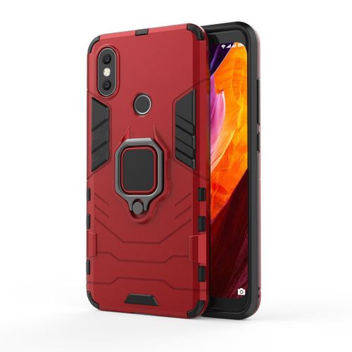 Saturcase Coque Pour Xiaomi Mi A2 2018, Bague Béquille Hybride 2 En 1 [Pc & Silicone] Double Couche Pare-Chocs Antichoc Protecteur Housse Étui Coque Pour Xiaomi Mi A2 2018 (Rouge)