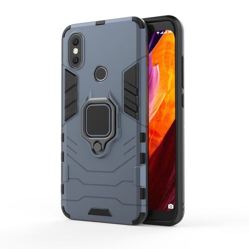 Saturcase Coque Pour Xiaomi Mi A2 2018, Bague Béquille Hybride 2 En 1 [Pc & Silicone] Double Couche Pare-Chocs Antichoc Protecteur Housse Étui Coque Pour Xiaomi Mi A2 2018 (Bleu Marine)