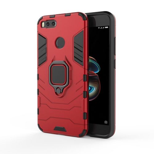 Saturcase Coque Pour Xiaomi Mi A1 2017, Bague Béquille Hybride 2 En 1 [Pc & Silicone] Double Couche Pare-Chocs Antichoc Protecteur Housse Étui Coque Pour Xiaomi Mi A1 2017 (Rouge)