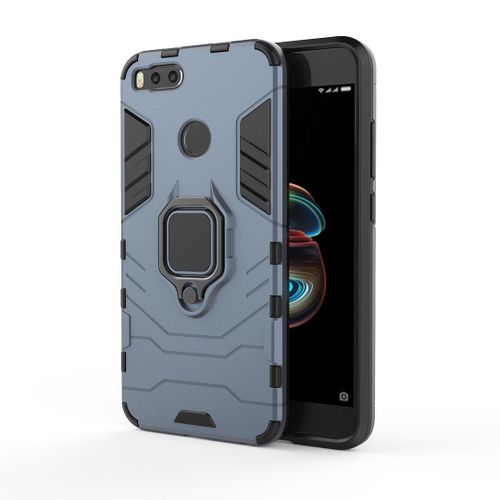 Saturcase Coque Pour Xiaomi Mi A1 2017, Bague Béquille Hybride 2 En 1 [Pc & Silicone] Double Couche Pare-Chocs Antichoc Protecteur Housse Étui Coque Pour Xiaomi Mi A1 2017 (Bleu Marine)
