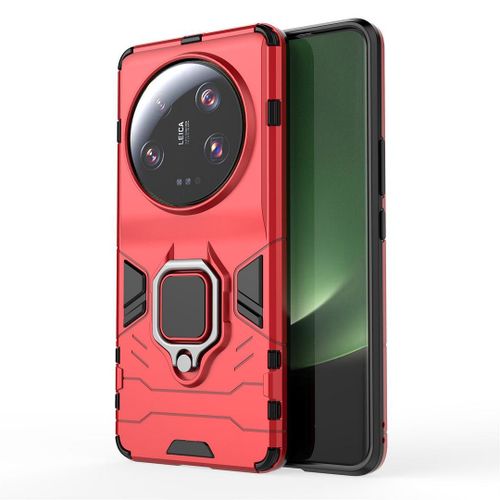 Saturcase Coque Pour Xiaomi 13 Ultra, Bague Béquille Hybride 2 En 1 [Pc & Silicone] Double Couche Pare-Chocs Antichoc Protecteur Housse Étui Coque Pour Xiaomi 13 Ultra (Rouge)