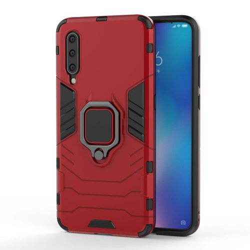 Saturcase Coque Pour Xiaomi Mi 9, Bague Béquille Hybride 2 En 1 [Pc & Silicone] Double Couche Pare-Chocs Antichoc Protecteur Housse Étui Coque Pour Xiaomi Mi 9 (Rouge)