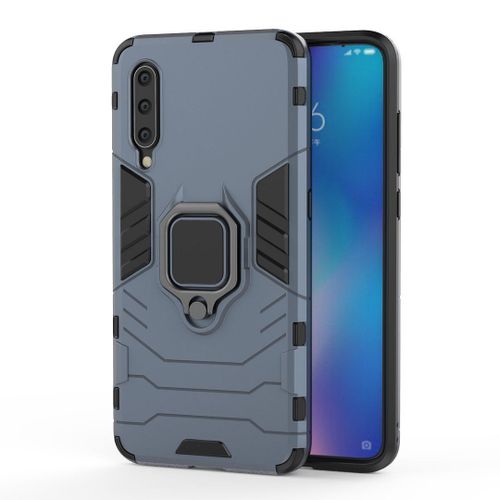 Saturcase Coque Pour Xiaomi Mi 9, Bague Béquille Hybride 2 En 1 [Pc & Silicone] Double Couche Pare-Chocs Antichoc Protecteur Housse Étui Coque Pour Xiaomi Mi 9 (Bleu Marine)