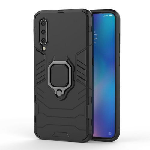 Saturcase Coque Pour Xiaomi Mi 9, Bague Béquille Hybride 2 En 1 [Pc & Silicone] Double Couche Pare-Chocs Antichoc Protecteur Housse Étui Coque Pour Xiaomi Mi 9 (Noir)