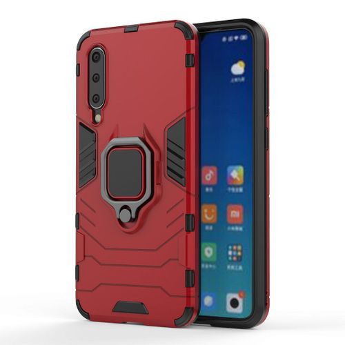 Saturcase Coque Pour Xiaomi Mi 9 Se, Bague Béquille Hybride 2 En 1 [Pc & Silicone] Double Couche Pare-Chocs Antichoc Protecteur Housse Étui Coque Pour Xiaomi Mi 9 Se (Rouge)