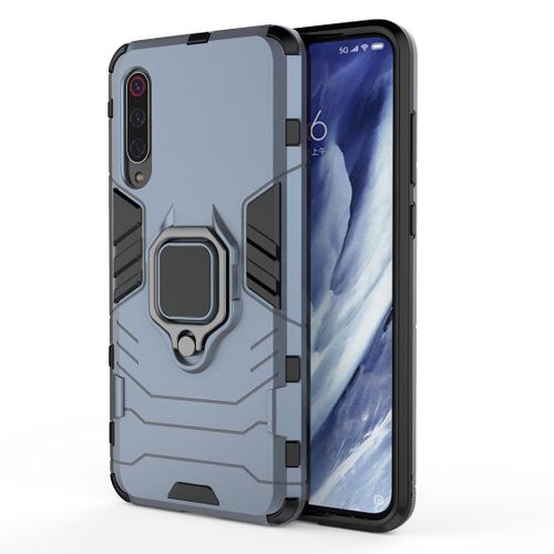 Saturcase Coque Pour Xiaomi Mi 9 Pro, Bague Béquille Hybride 2 En 1 [Pc & Silicone] Double Couche Pare-Chocs Antichoc Protecteur Housse Étui Coque Pour Xiaomi Mi 9 Pro (Bleu Marine)