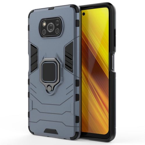 Saturcase Coque Pour Xiaomi Poco X3 Nfc, Bague Béquille Hybride 2 En 1 [Pc & Silicone] Double Couche Pare-Chocs Antichoc Protecteur Housse Étui Coque Pour Xiaomi Poco X3 Nfc (Bleu Marine)