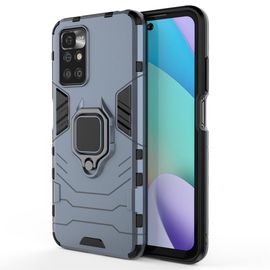 Saturcase Coque Pour Xiaomi Redmi 10, Bague Béquille Hybride 2 En 1 [Pc & Silicone] Double Couche Pare-Chocs Antichoc Protecteur Housse Étui Coque Pour Xiaomi Redmi 10 (Bleu Marine)